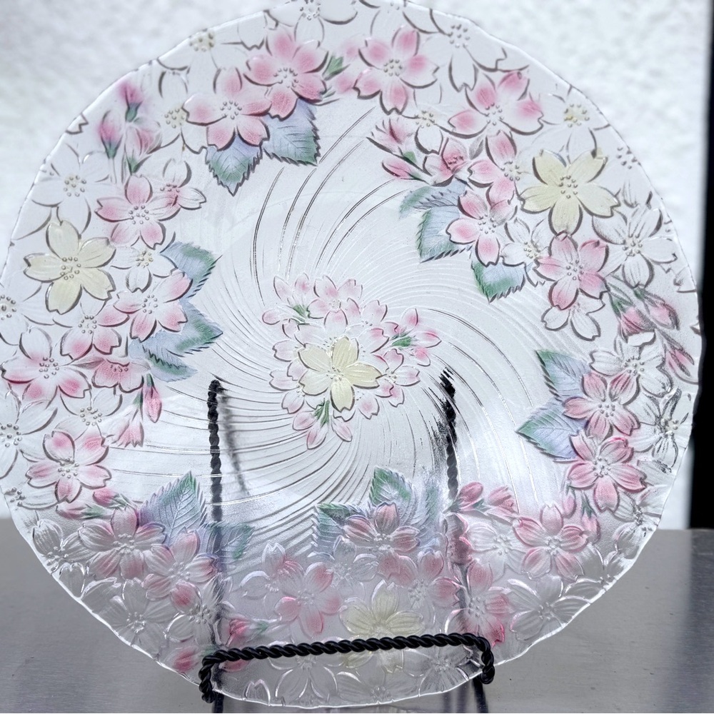 Blooming Showers Floral Pastel Centerpiece Bowl Platter 13” W 2.75” H Vintage